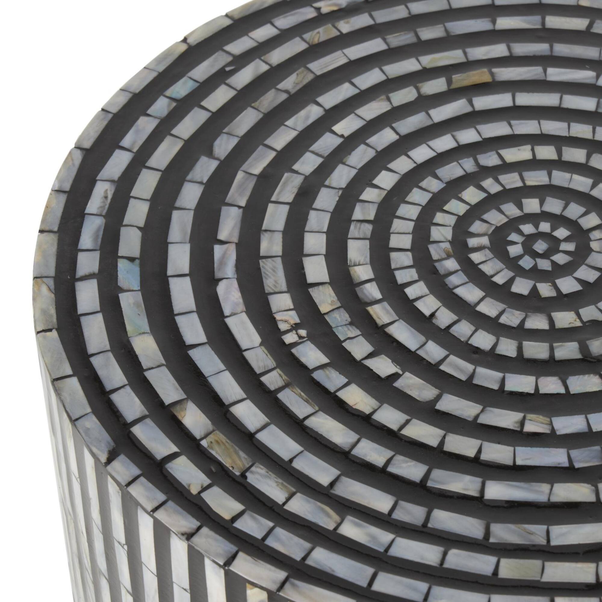 22" Mother of Pearl Shell Accent Table with Black Legs